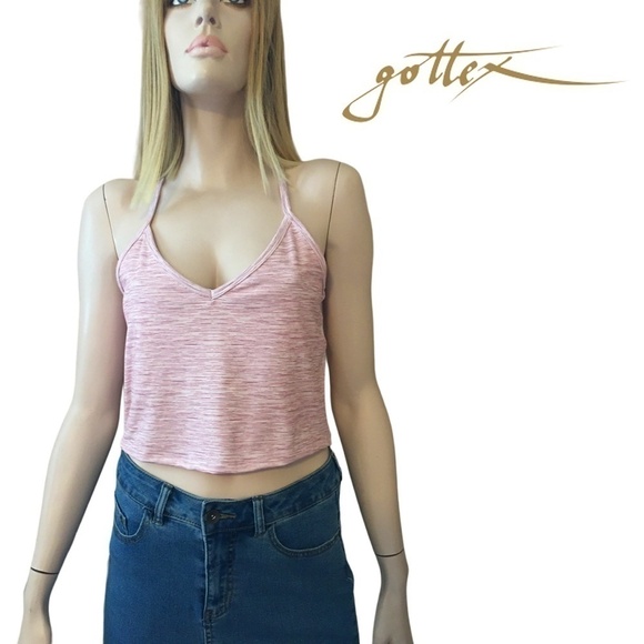 GOTTEX Compression Top Tank Bra Racerback Athletic Fitness Cropped Pink Unworn - Picture 12 of 14